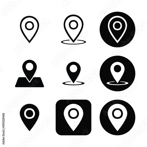 Location icon vector set,Location pin
