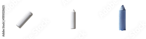 Collection of chalk isolated on a white background as transparent PNG
