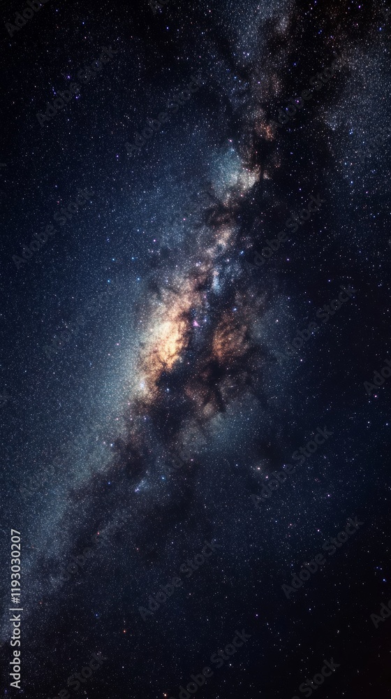 Fototapeta premium desert with starry sky at night with copy space vertically 9:16