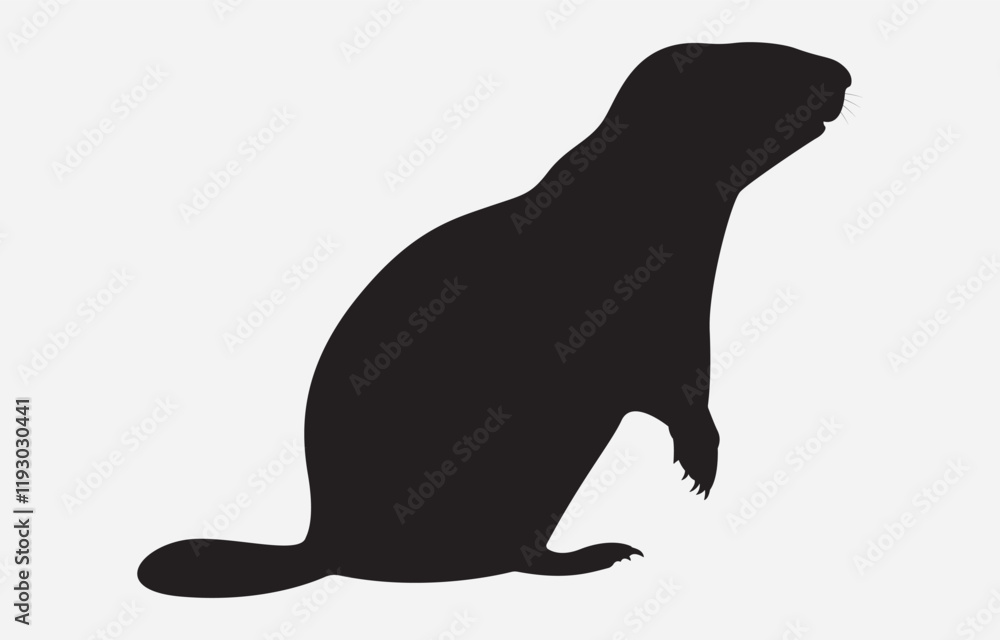 Fototapeta premium Groundhog Silhouette Vector Illustration Isolated on white background