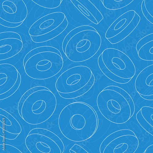 Mechanical engineering drawings on blue background. Cutter, assembly tool with replaceable multi-faceted plate. Technical Design. Cover. Blueprint. Vector illustration.