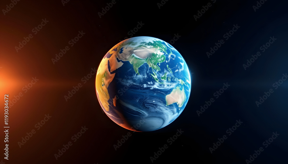 Planet Earth in space 3D rendering elements of this image furnis, isometry, with white tones Planet Earth in space 3D rendering elements of this image furnis, isometry, with white tones