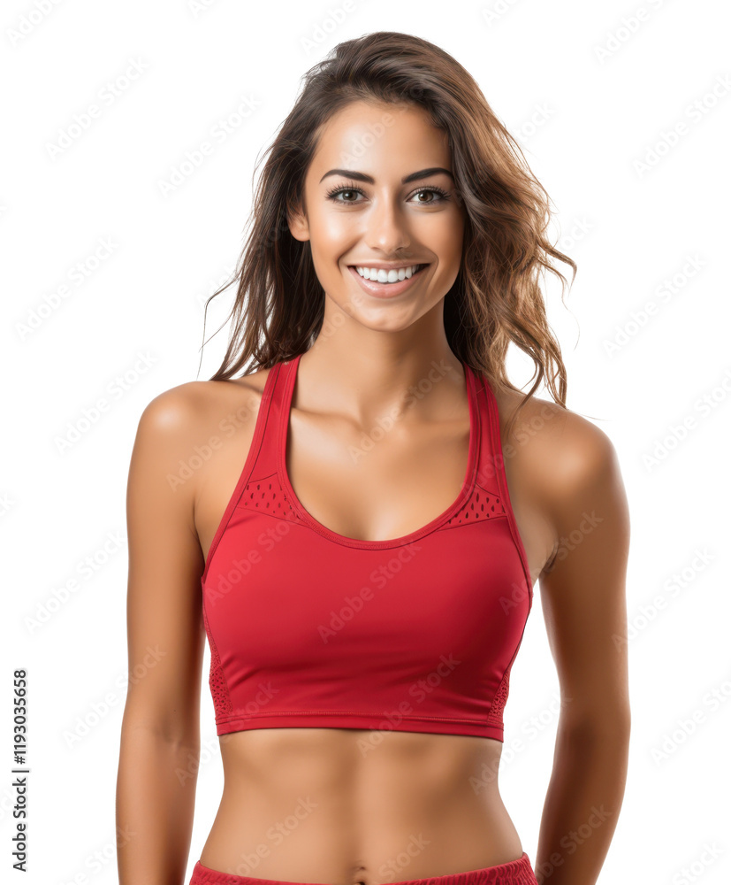 sporty fitness woman in red sports wear isolated on white or transparent png sporty fitness woman in red sports wear isolated on white or transparent png