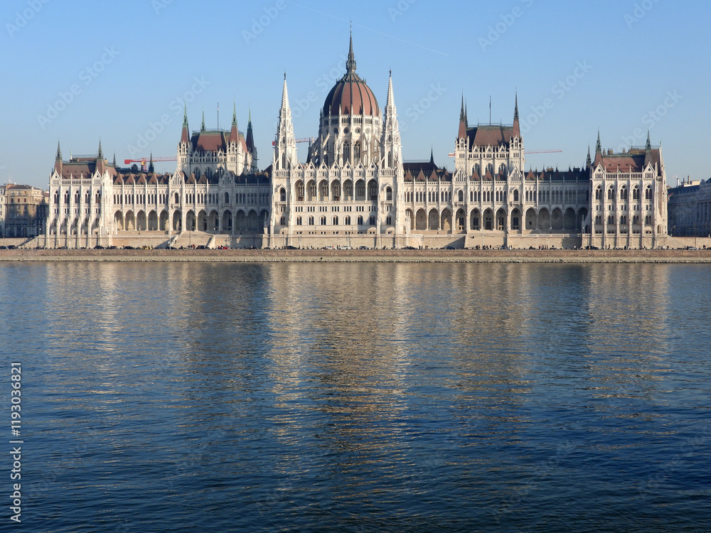 Hungary's Parliament building in Budapest by the Danube river Hungary's Parliament building in Budapest by the Danube river