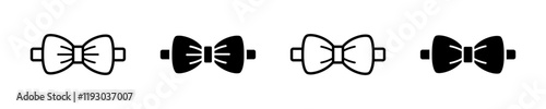Bow Tie Vector Icon Set in Outline and Solid Styles