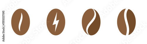 Minimalist Coffee Bean Vector Icon Set