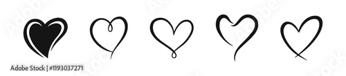 Minimalist Heart Line Art Designs Doodle Vector Set
