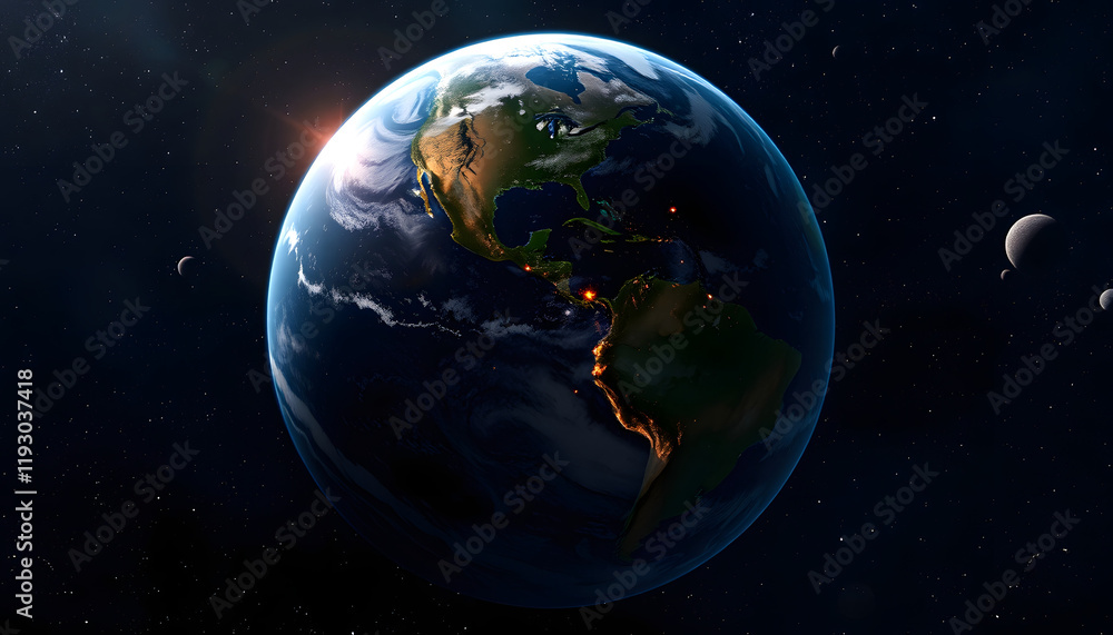 image of the planet Earth in space experimental communications and Internet communications, dinamic scene, with white tones image of the planet Earth in space experimental communications and Internet communications, dinamic scene, with white tones