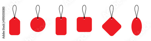 Red Tag Vector Icons in Various Shapes