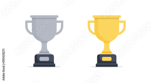 Gold and Silver Trophy Cups Vector Set