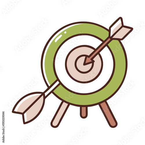 Archery target icon with arrow hitting center