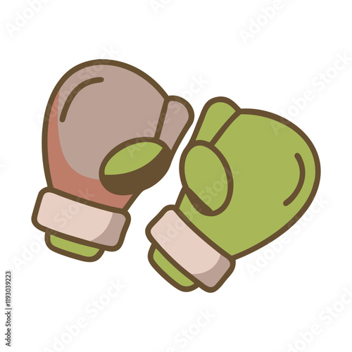 Boxing gloves icon in cartoon style against a white background