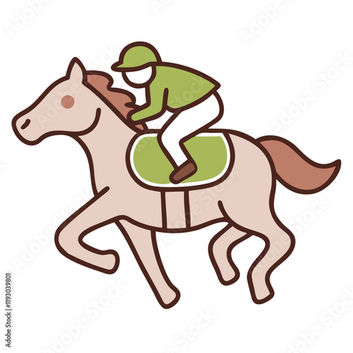 Horse racing icon with jockey riding horse