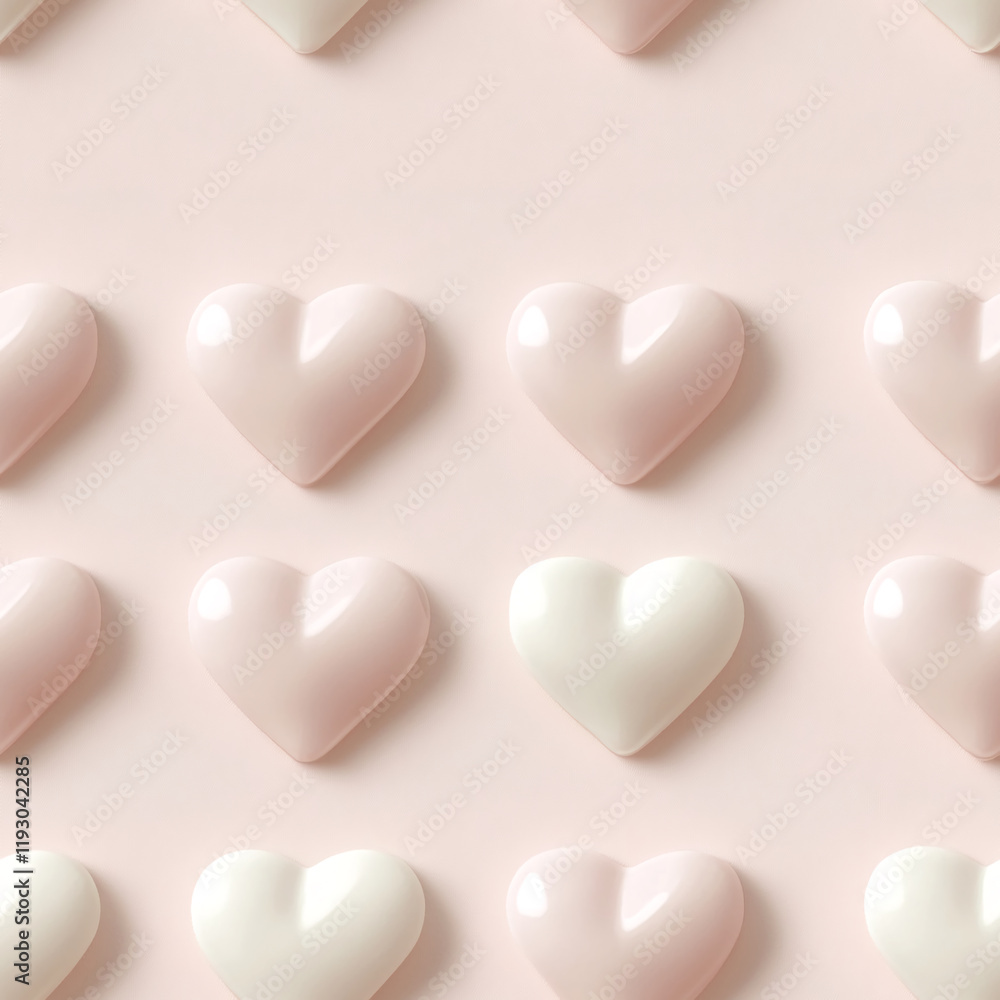 Glossy pastel heart texture with a seamless Valentine's Day pattern Glossy pastel heart texture with a seamless Valentine's Day pattern