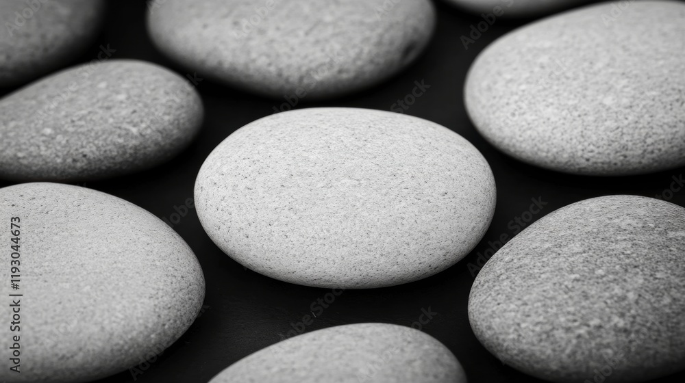 Smooth Pebbles on Dark Surface for Minimalist Nature Design Smooth Pebbles on Dark Surface for Minimalist Nature Design