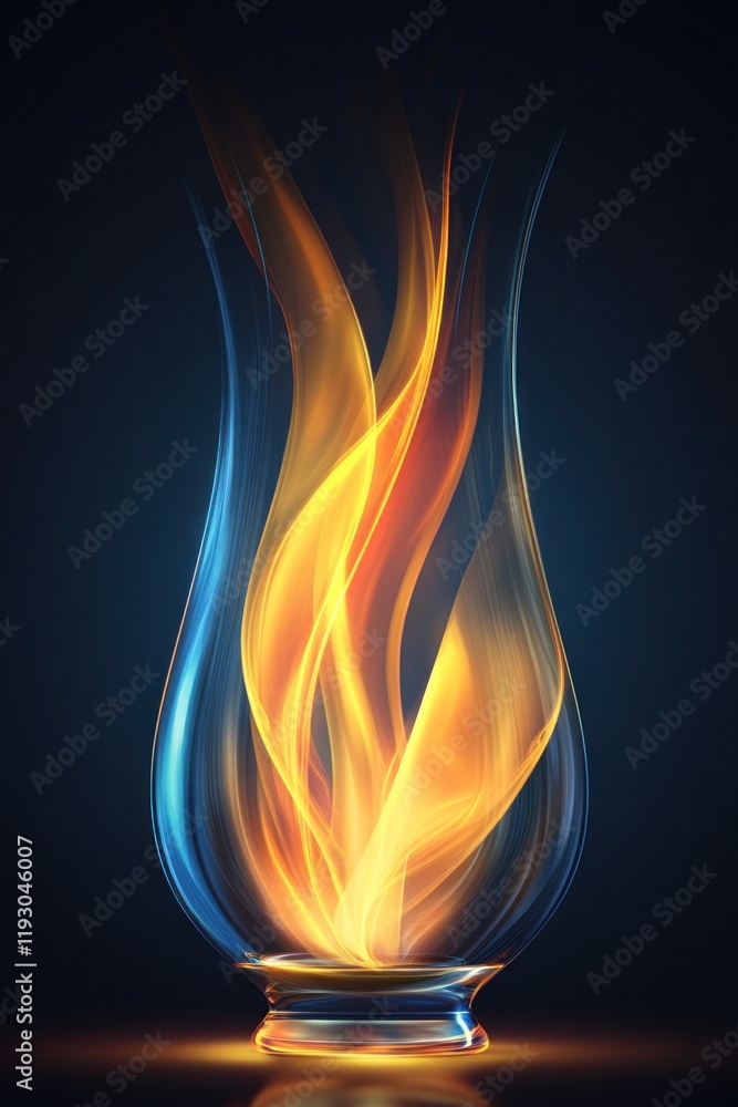 Abstract fire burning inside a glass vase on dark background Abstract fire burning inside a glass vase on dark background