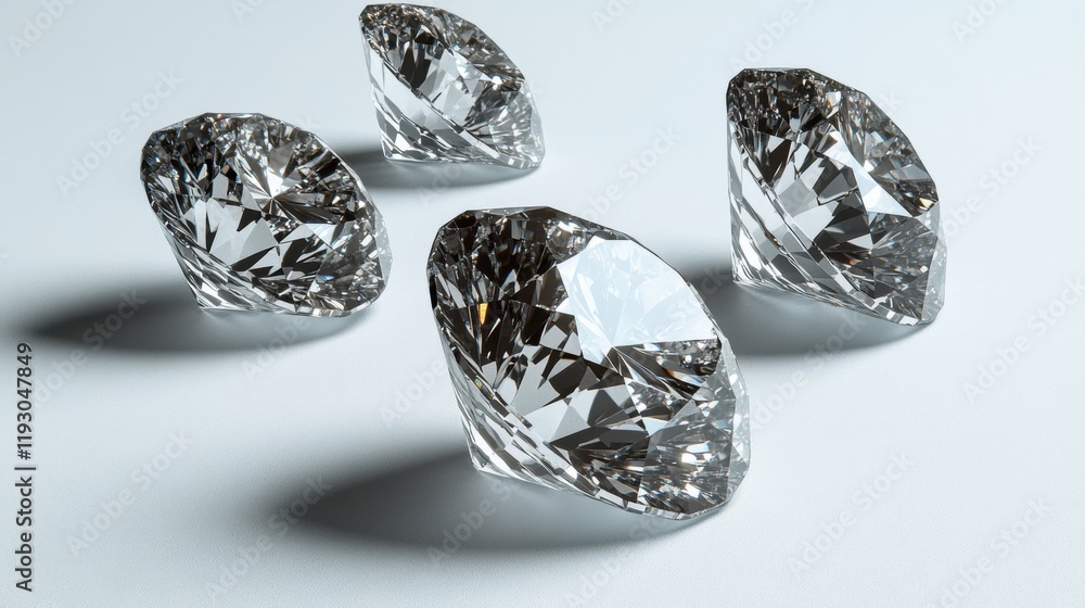 Brilliant Clear Diamonds Reflecting Light on a Soft Background Brilliant Clear Diamonds Reflecting Light on a Soft Background