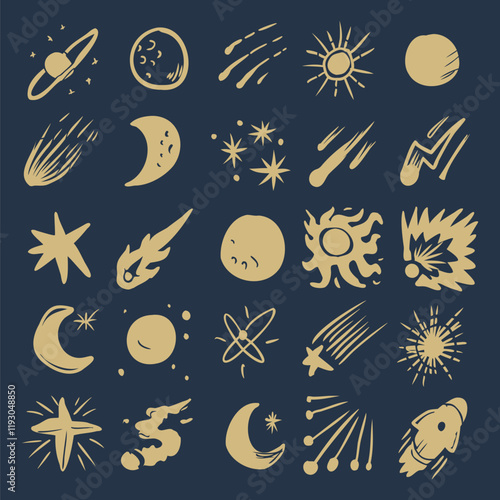 cosmic hand drawn design element