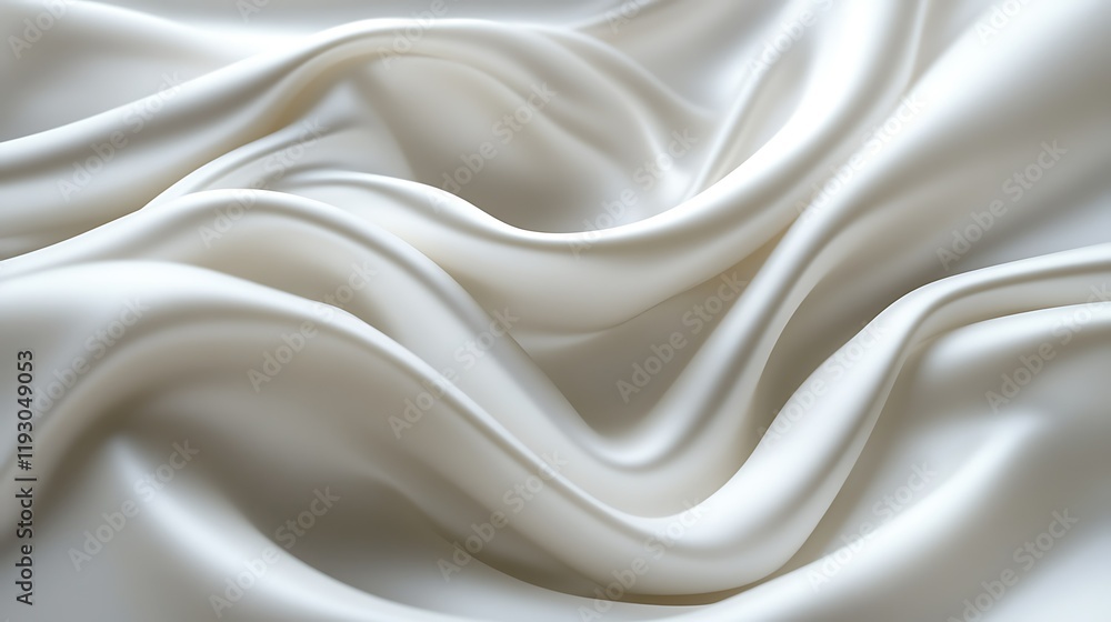 Obraz premium Elegant creamy silk fabric, soft waves, luxurious texture, background for design