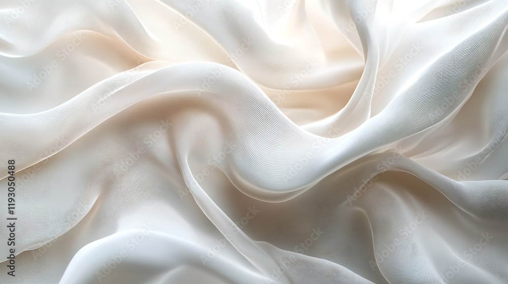 Obraz premium Creamy fabric drapes softly. Elegant textile background for design