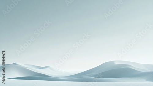 A landscape showcasing smooth snow dunes illuminated by a gentle greenish light, evoking the peacefulness and dreamlike quality of a wintry night in nature. photo