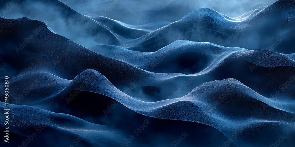 Obraz premium Mystical blue dunes, foggy landscape, dramatic light, nature wallpaper