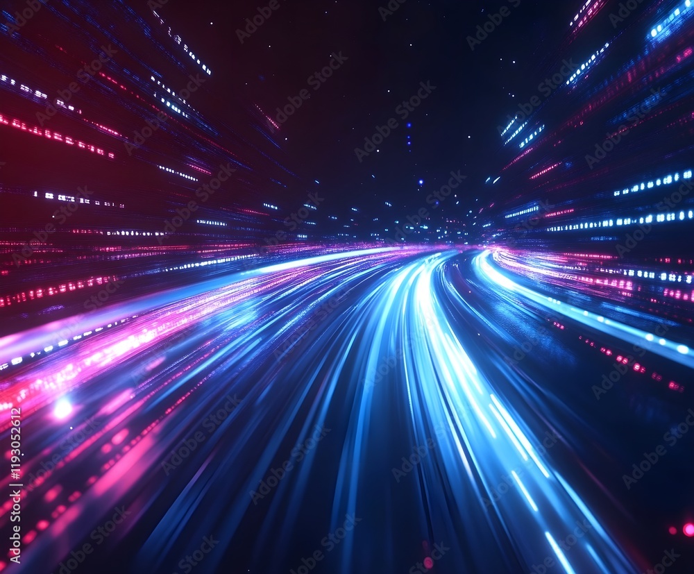 Abstract digital data streams with binary code and light streaks on a dark background. Abstract digital data streams with binary code and light streaks on a dark background.