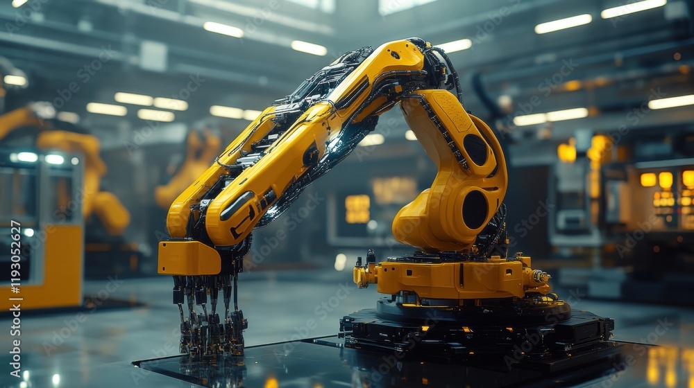 Advanced Industrial Robot Arm in a Modern Automation Facility Advanced Industrial Robot Arm in a Modern Automation Facility