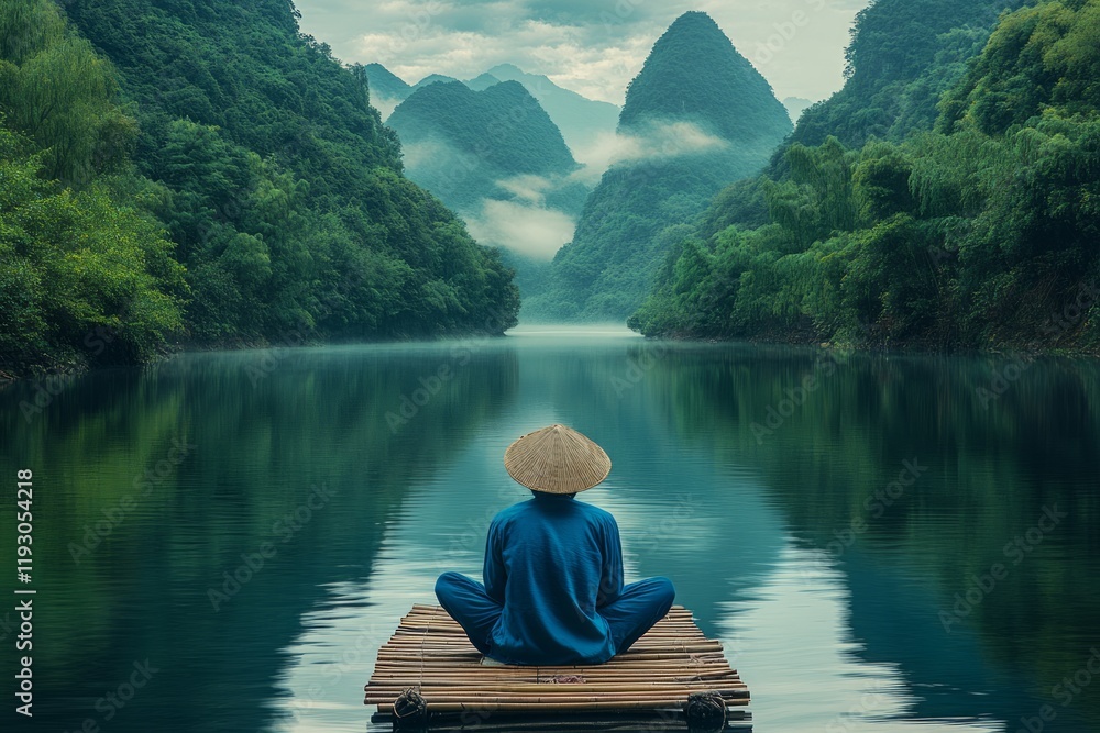 filipino man in straw hat sitting against the view on the lake
filipino man in straw hat sitting against the view on the lake