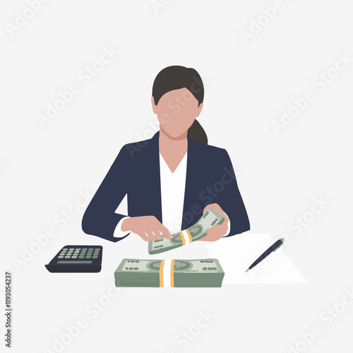 Businesswomen Managing account family finances for income and expenditure
