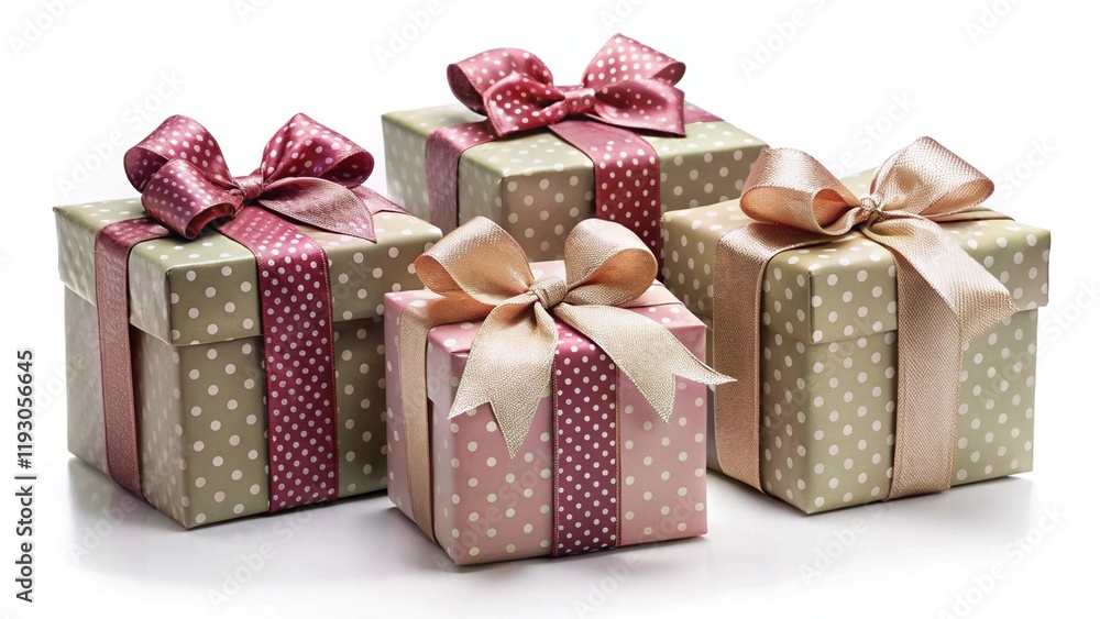 Obraz premium Three gift boxes with a bow, cut out 