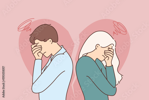 Upset couple experiencing problems in relationship and crying because of betrayal of one of partners