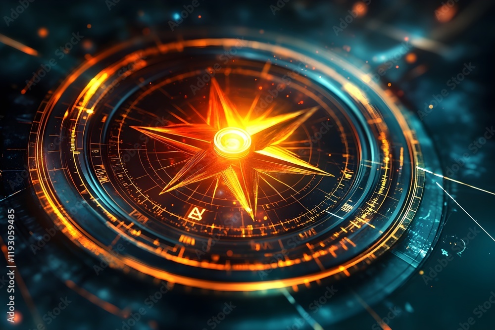 custom made wallpaper toronto digitalAbstract compass icon with glowing accents, representing direction and purpose.
