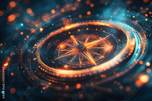 Wallpaper Mural Abstract compass icon with glowing accents, representing direction and purpose. Torontodigital.ca