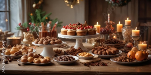 Wallpaper Mural A Christmas Eve dessert table with an array of sweet treats and warm spices, warm spices, gingerbread, festive treats Torontodigital.ca