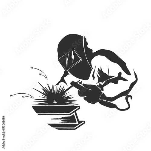 icon without background of an iron welder at work