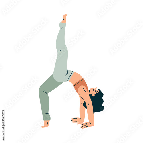 Sport with Woman Character Stretching Body Engaged in Physical Activity Vector Illustration
