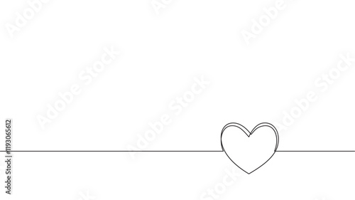  Single continuous line art heart. Valentine background eps 10