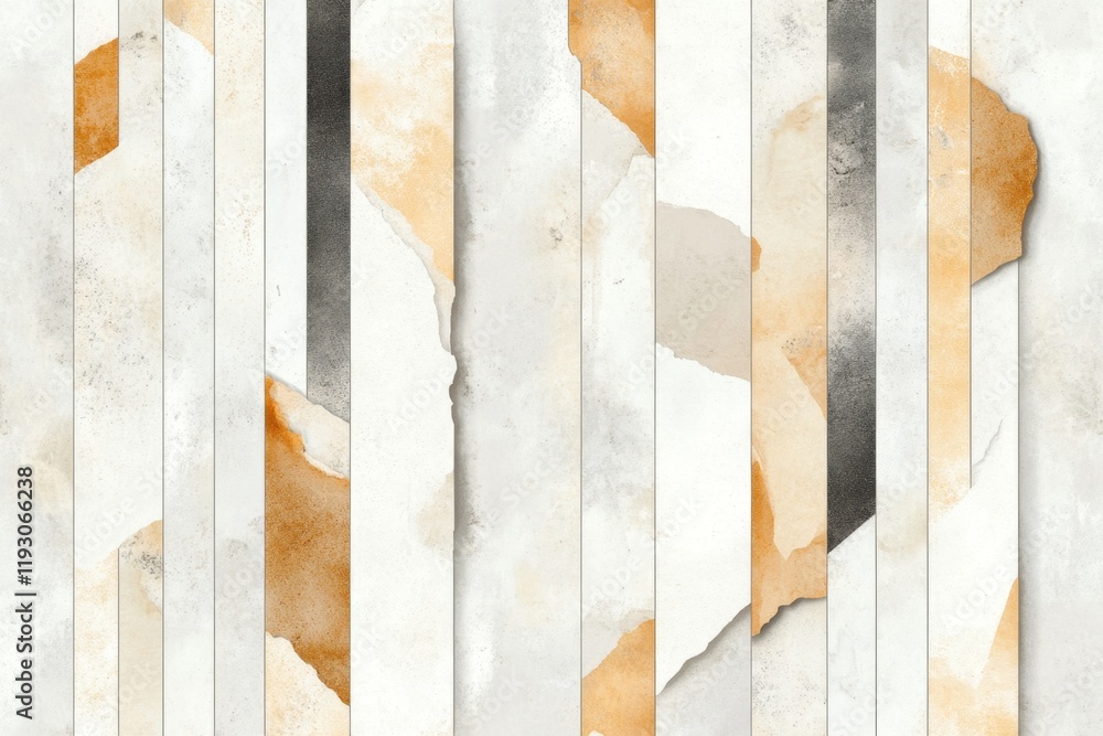 Fototapeta premium A flat design of striped vintage wallpaper in soft cream and light brown hues, with a subtle textured effect