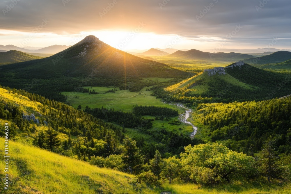 Fototapeta premium A panoramic view of the Uxmal archaeological site, with the pyramid as the centerpiece surrounded by other ancient structures