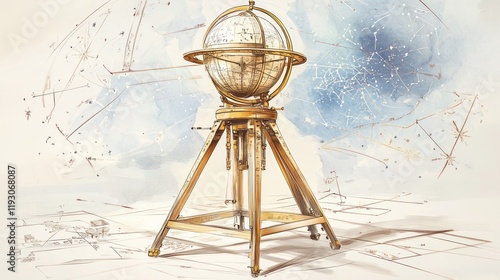 an astronomical setup platform featuring a armillary sphere   photo