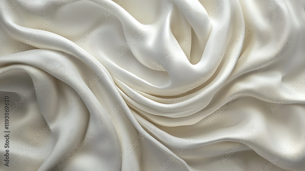 Obraz premium Cream silk fabric texture background, elegant waves, soft folds, luxurious drape