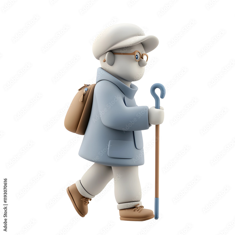 Old person icon walking with one hand holding the stick isolated on transparent background
Old person icon walking with one hand holding the stick isolated on transparent background