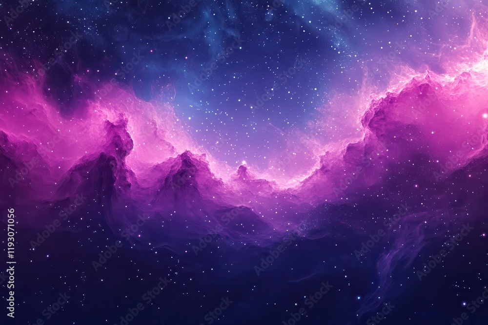 Cosmic Nebula with Pink Clouds and Stars Cosmic Nebula with Pink Clouds and Stars