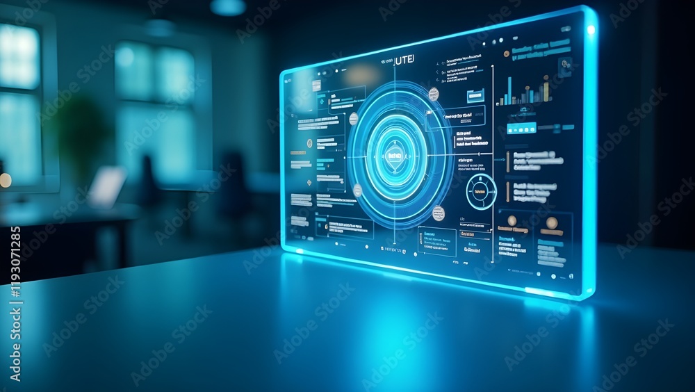 Augmented reality interface displaying information on a smart glass screen Augmented reality interface displaying information on a smart glass screen