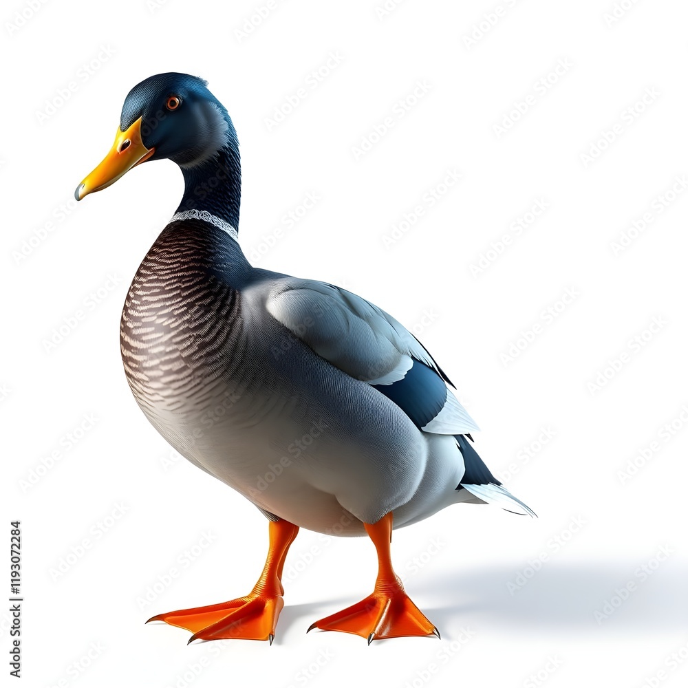 Obraz premium Wild mallard duck on white