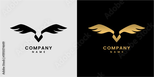 modern style wing design logo in black and gold