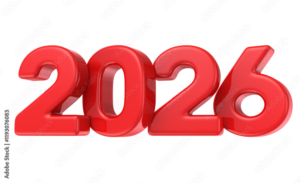 Happy New Year 2026 Number 3D Render Happy New Year 2026 Number 3D Render