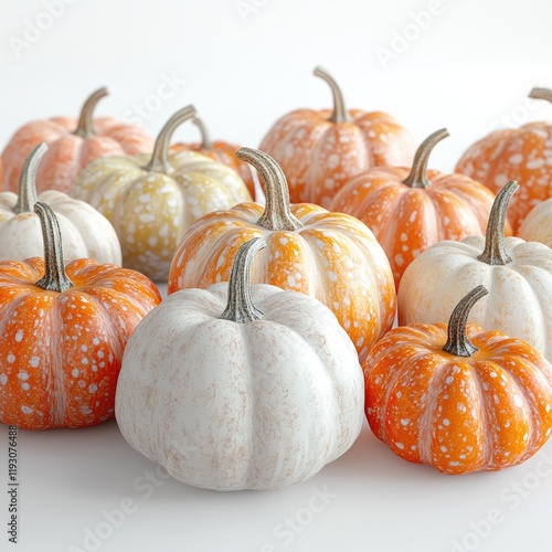 Colorful pumpkins in various shades create vibrant autumn displa photo