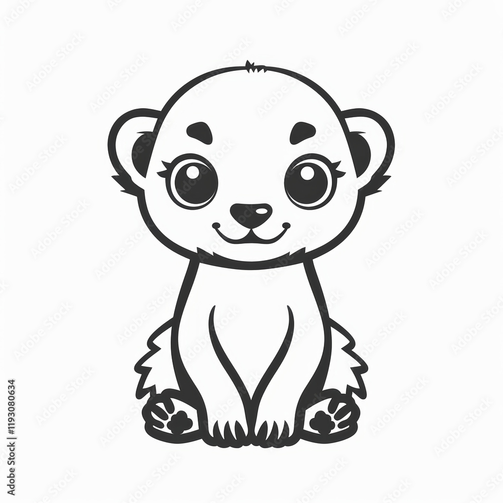 Naklejka premium Cute Mongoose Vector Logo Designed in Black and White Outline Style